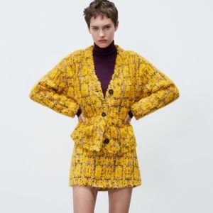 Zara Jacquard Yellow skirt set